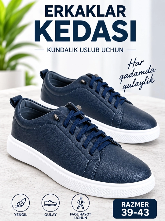 PEGAS erkaklar kedasi – poluklassik, rezinkali bog‘ich, eko-charm, 39–43