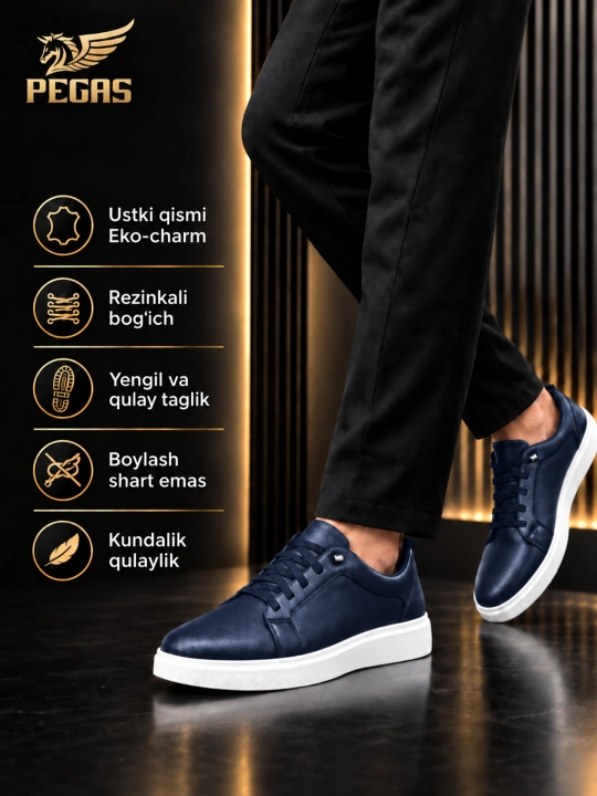 PEGAS erkaklar kedasi – poluklassik, rezinkali bog‘ich, eko-charm, 39–43 - 