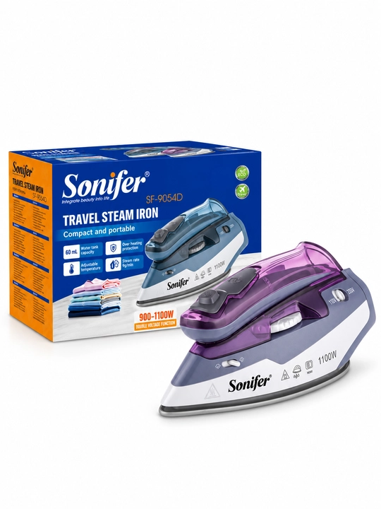 Sayohat uchun bug‘li dazmol Sonifer SF-9054D, 1100 W, 60 ml, ixcham mini dazmol