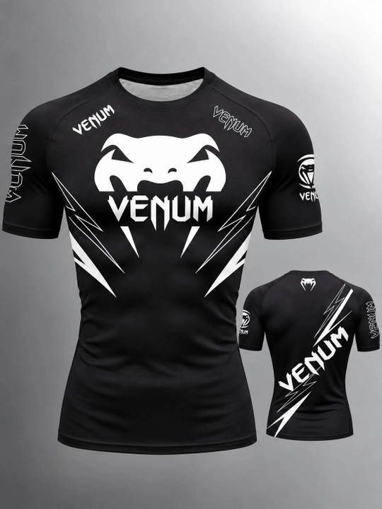 Мужская спортивная компрессионная футболка Venum для MMA, фитнеса и тренировок - 