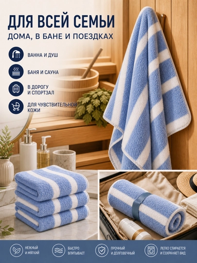 Набор полотенец для ванной 2 шт., банное и маленькое полотенце