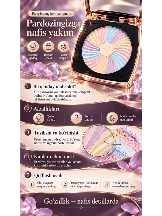 Многоцветная пудра для лица Estēe Lauder 01 Pastel Spin, компактная пудра-корректор