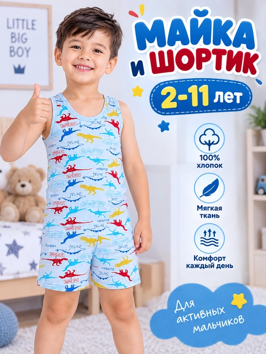 Комплект одежды для мальчиков, майка и трусики "evermore", 2-11 лет