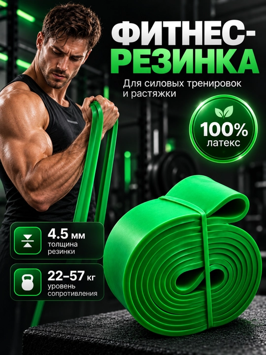 Фитнес-резинка эспандер, латексная, для силовых тренировок и для подтягивания - 