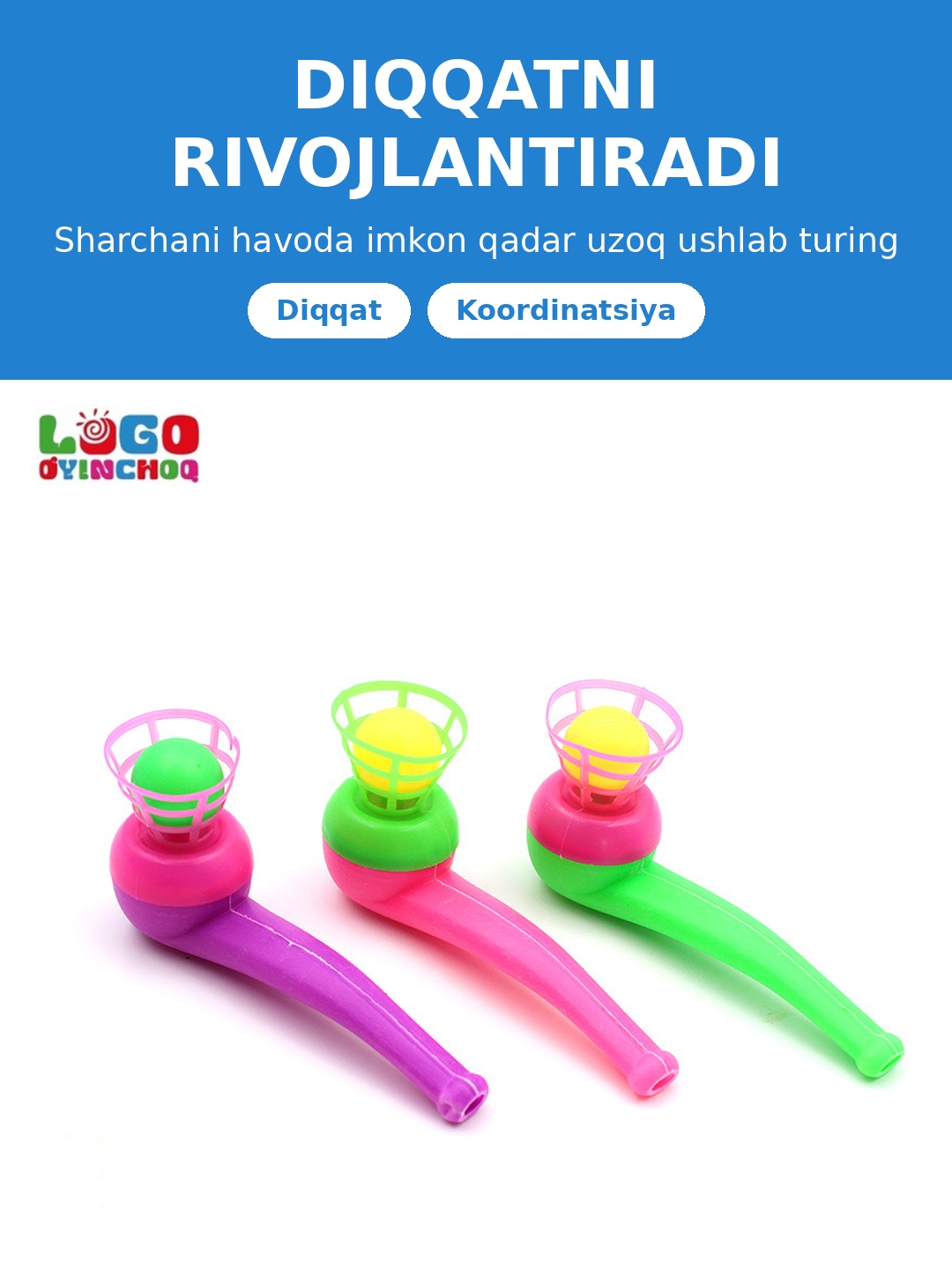 Aerobol logopedik trenajyor, nafas mashqi va nutq uchun uchuvchi sharchali o'yinchoq