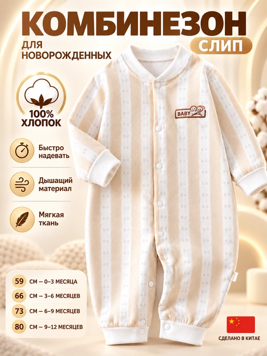 Yangi tug‘ilgan chaqaloqlar  kiyimlar, kombinezoni, yangi tug‘ilgan chaqaloqlar 100% paxta - 