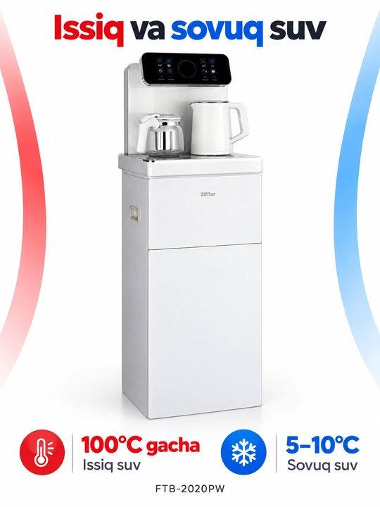 Ziffler FTB-2020PW suv kuleri, isitish 1300 W, kompressorli sovutish, oq