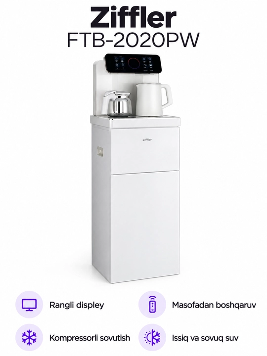Ziffler FTB-2020PW suv kuleri, isitish 1300 W, kompressorli sovutish, oq