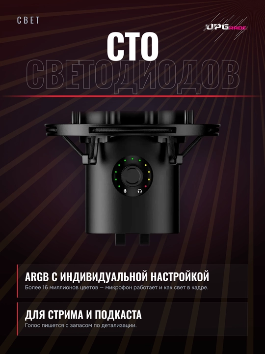 Микрофон USB HyperX QuadCast 2 S, 32 бит / 192 кГц, aRGB, Tap-to-Mute, чёрный