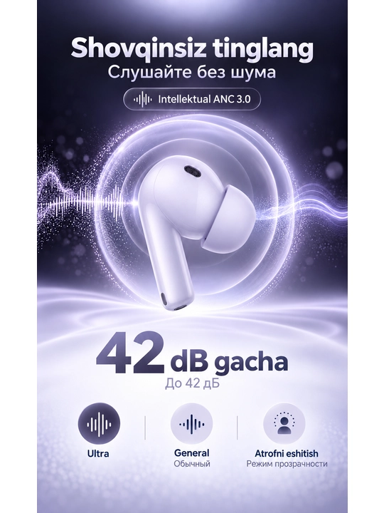 HUAWEI FreeBuds 6i, TWS-наушники с ANC, Hi-Res Audio, до 35 ч, IP54