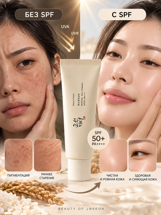 Beauty of Joseon Relief Sun SPF50+ PA++++ — солнцезащитный крем для лица, увлажняющий