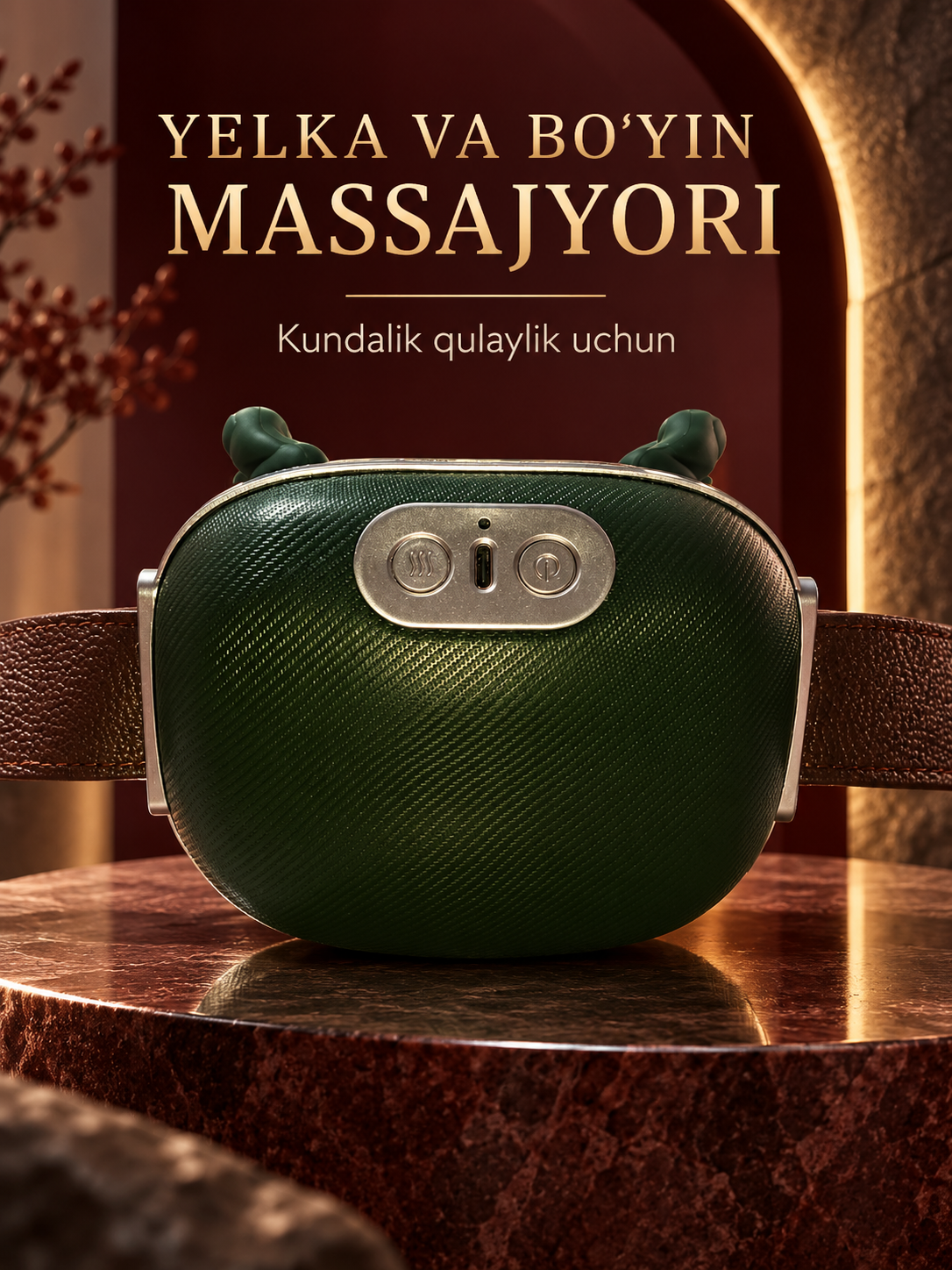 Elektr yelka va bo‘yin massajyori, isitish funksiyali, 2000 mAh, 10 W, 5 V