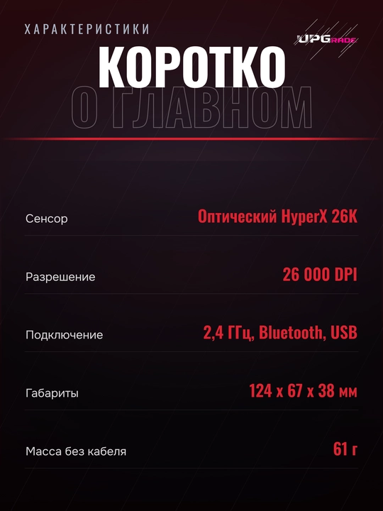 Simsiz o'yin sichqonchasi HyperX Pulsefire Haste 2 Wireless, 26 000 DPI, 61 g, qora