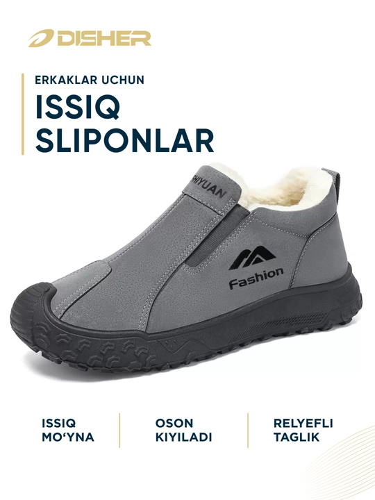 Erkaklar uchun qishki sliponlar, DISHER FrostGuard, erkaklar poyabzali, issiq yarim botinkalar