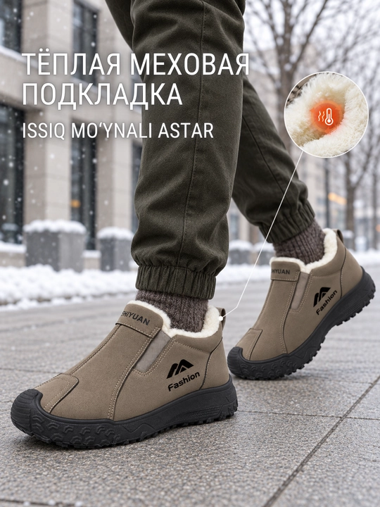Erkaklar uchun qishki sliponlar, DISHER FrostGuard, erkaklar poyabzali, issiq yarim botinkalar