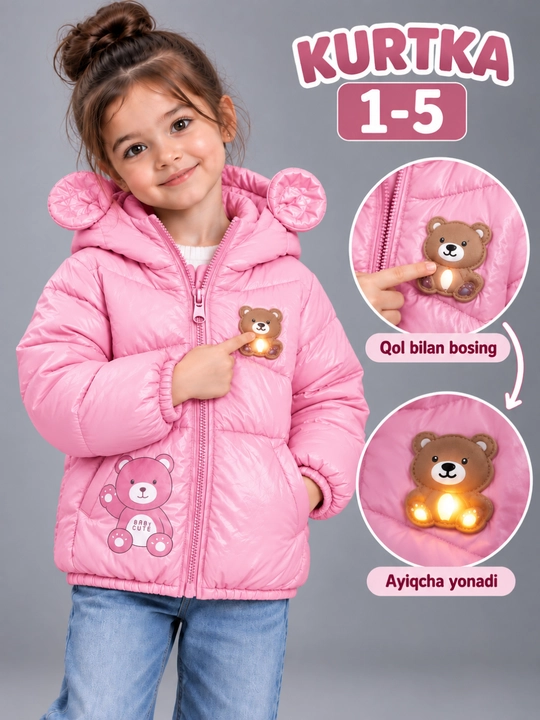 Куртка для девочки, 1–5 лет, полиэстер, защита от ветра и дождя