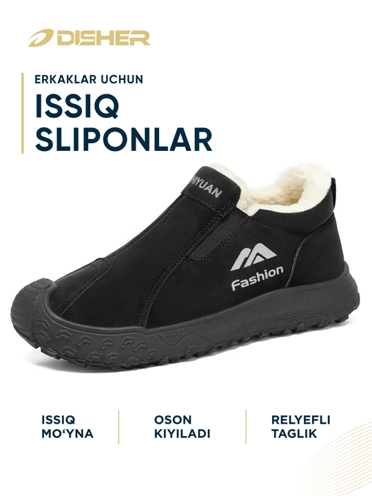 Erkaklar uchun qishki sliponlar, DISHER FrostGuard, erkaklar poyabzali, issiq yarim botinkalar