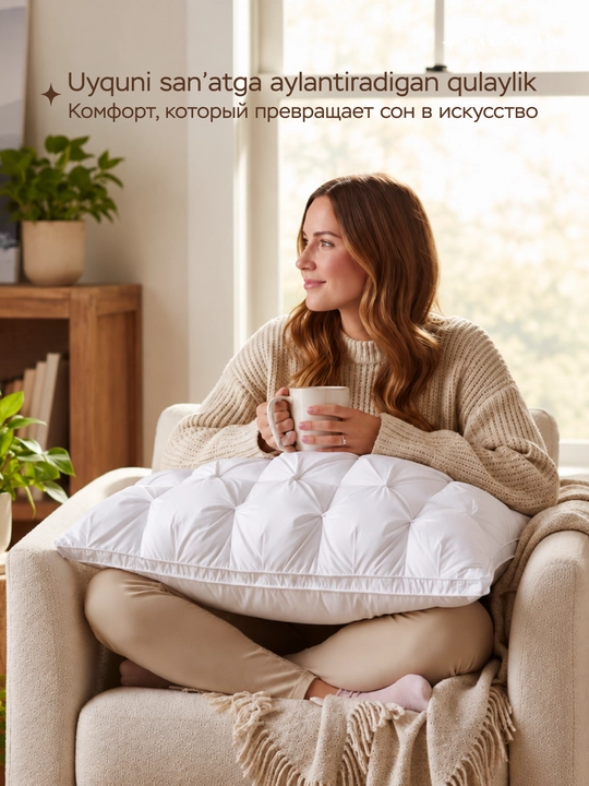 Комплект подушек 2 шт 50×70 см, хлопковая ткань, наполнитель холлофайбер, удобные для сна