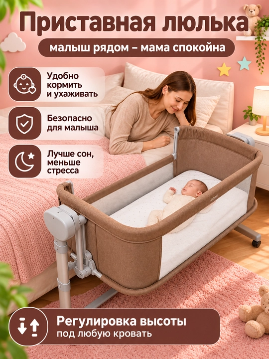 Bolalar karavoti, yangi tug‘ilgan chaqaloqlar uchun belanchak, pult va Bluetooth musiqasi bilan