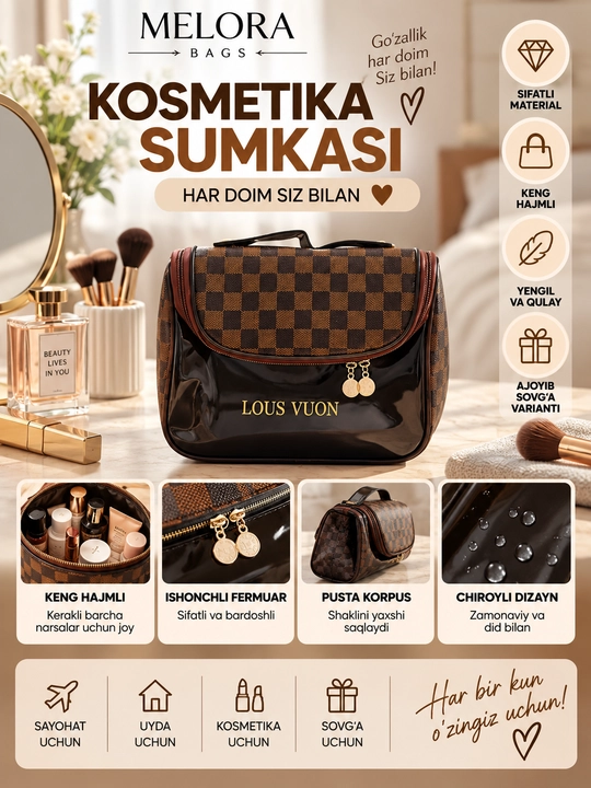Женская косметичка с ручкой на молнии, органайзер для косметики - 