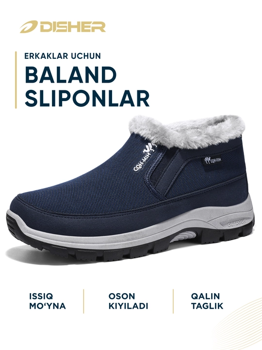 Erkaklar qishki sliponlari, DISHER ArcticHarbor, erkaklar oyoq kiyimi, baland sliponlar