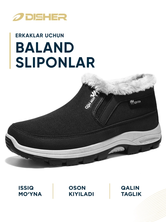 Erkaklar qishki sliponlari, DISHER ArcticHarbor, erkaklar oyoq kiyimi, baland sliponlar