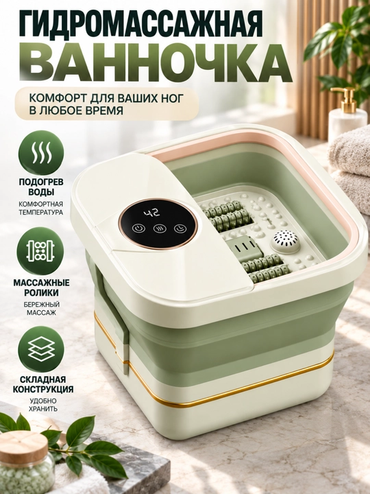 Массажер для ног, электрический, складной, с подогревом и массажной ванночкой