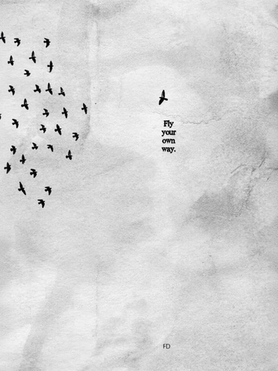 "Fly your own way" motivatsion art-poster, dekorativ ramkali kartina, 25x33 sm