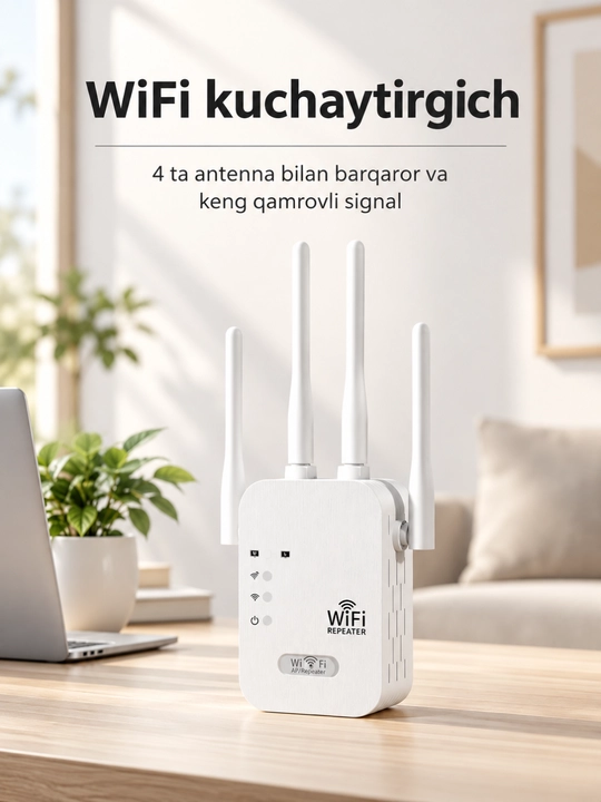 Repiter WiFi signal kuchaytirgich, simsiz internet uchun, 4 va 6 antennali, 300-1200Mbit/s