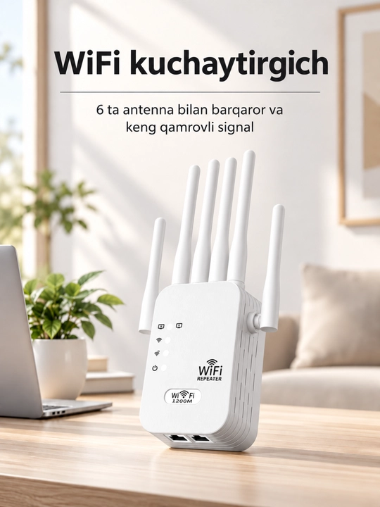 Repiter WiFi signal kuchaytirgich, simsiz internet uchun, 4 va 6 antennali, 300-1200Mbit/s