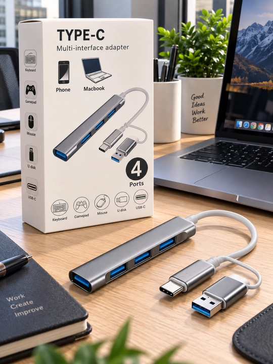4 portli USB HUB 3.0 Type-C Hub konsentratori, USB porti - 