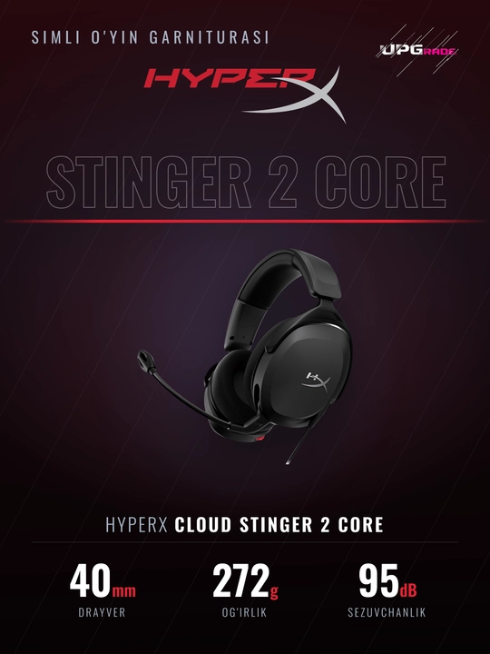 O'yin garniturasi HyperX Cloud Stinger 2 Core, 40 mm, DTS Headphone:X, Qora