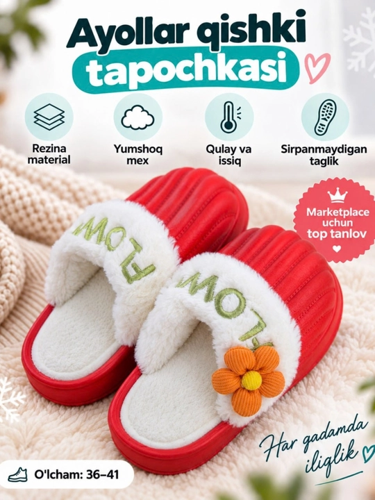 Ayollar oyoq kiyimlari, tapichka ayollar, uy shippaklari