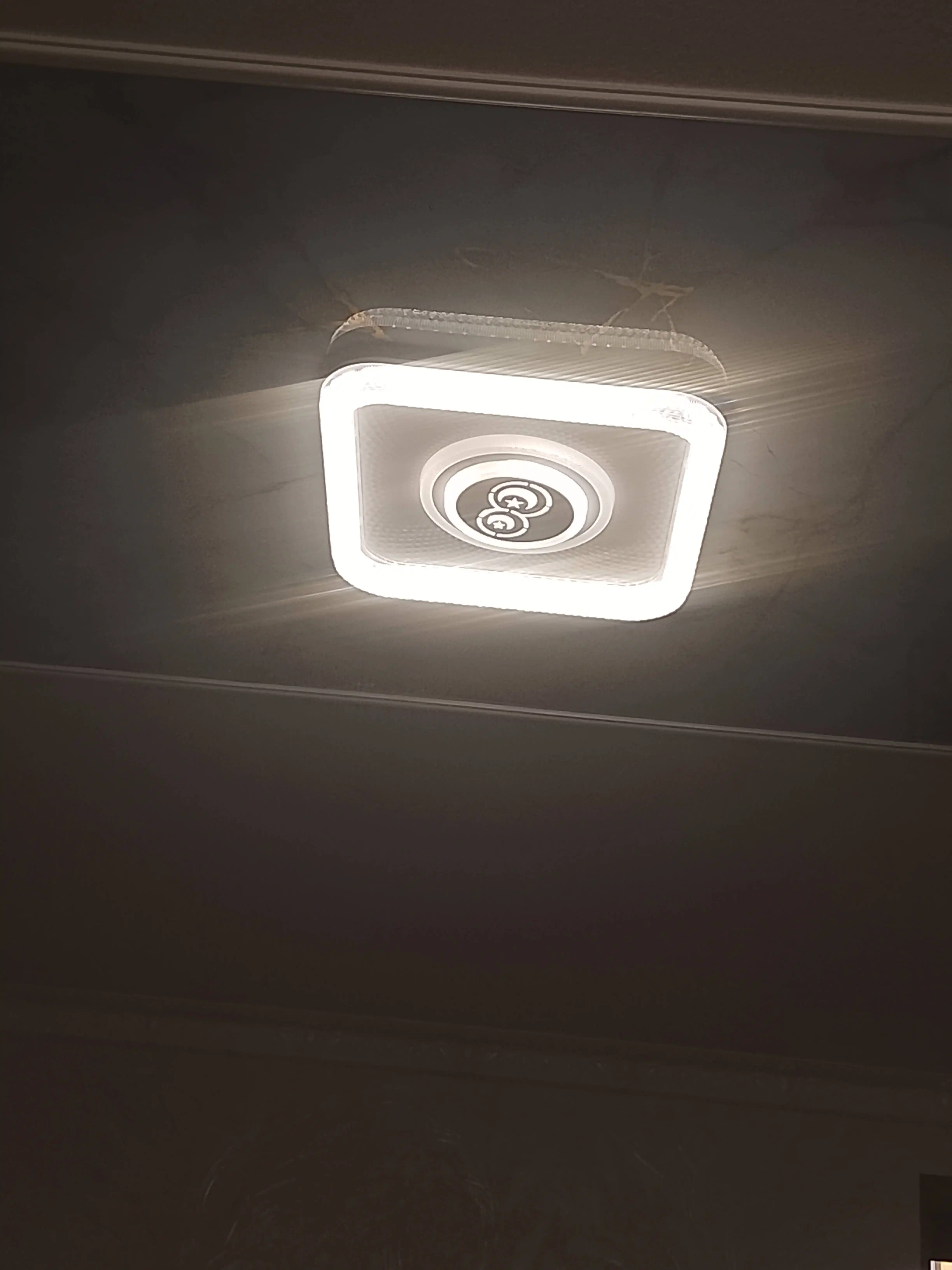 LED plafon 96W Ø45 sm, dumaloq va kvadrat, 3 xil yoritish rejimi, kristall ramkali
