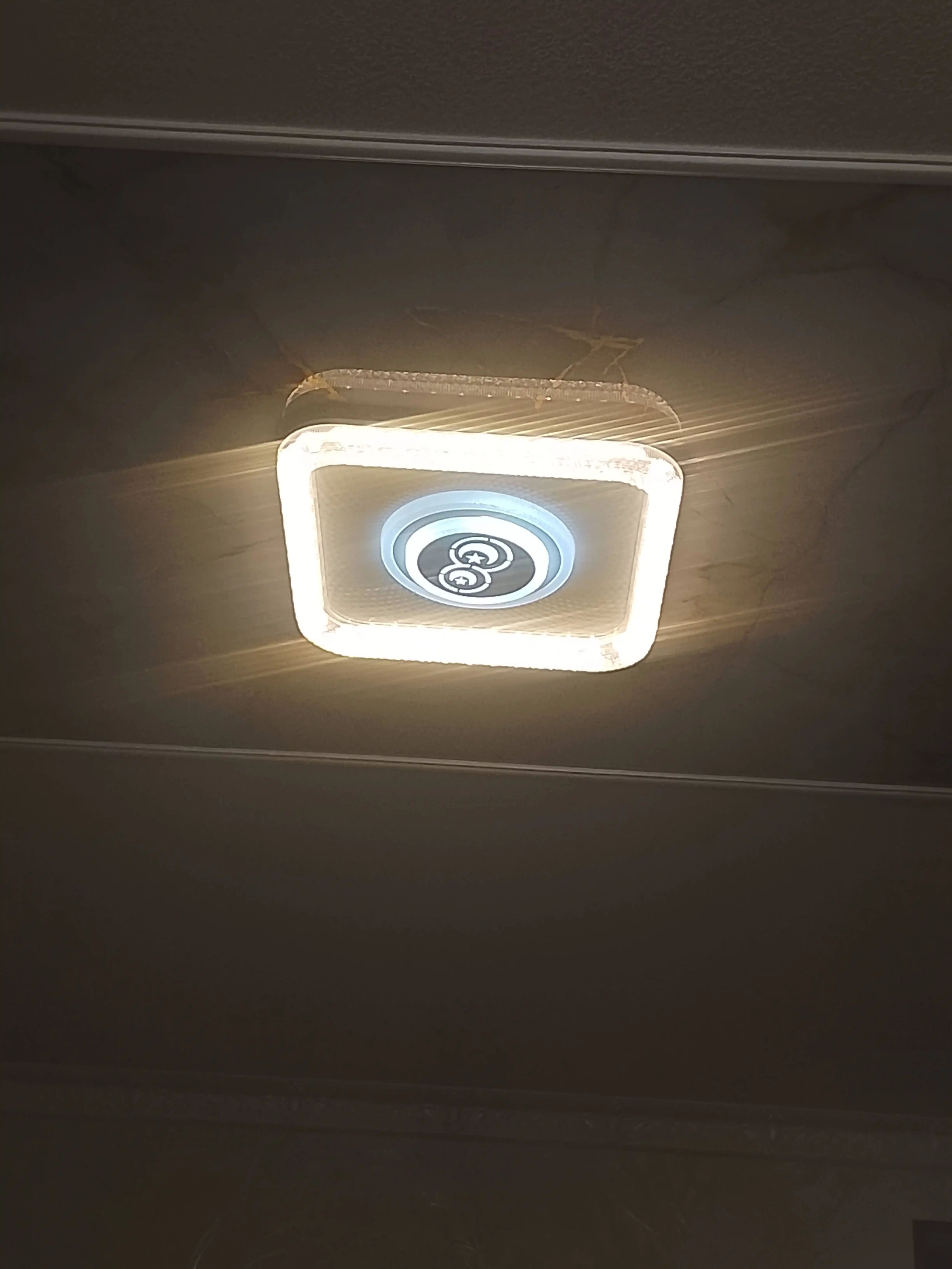 LED plafon 96W Ø45 sm, dumaloq va kvadrat, 3 xil yoritish rejimi, kristall ramkali