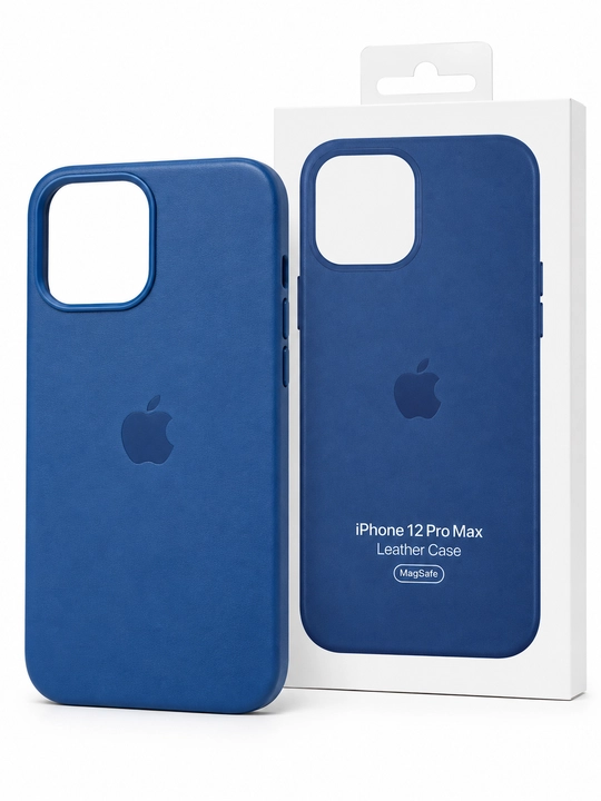 IPhone 12 Pro Max chexol, MagSafe, premium teri, kamera himoyasi, ko‘k rangli g‘ilof