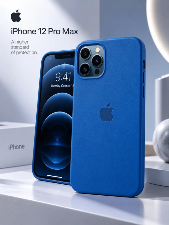 IPhone 12 Pro Max chexol, MagSafe, premium teri, kamera himoyasi, ko‘k rangli g‘ilof