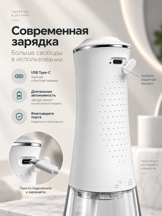 PLUSLINE og‘iz irrigator, 4 nasadka, 280 ml