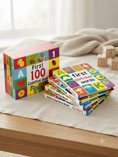 Развивающие картонные книги (board book) для детей, набор из 4 штук
