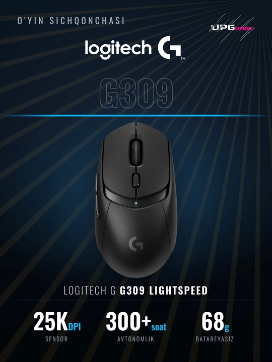 Simsiz o'yin sichqonchasi Logitech G G309 LIGHTSPEED, 25 600 DPI, 86 g, qora