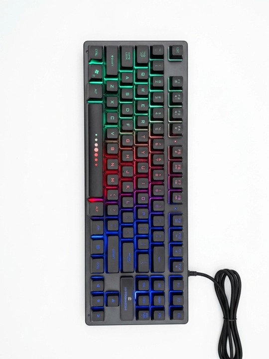 O‘yinchilar va kompyuter uchun simli RGB LED o‘yin klaviaturasi