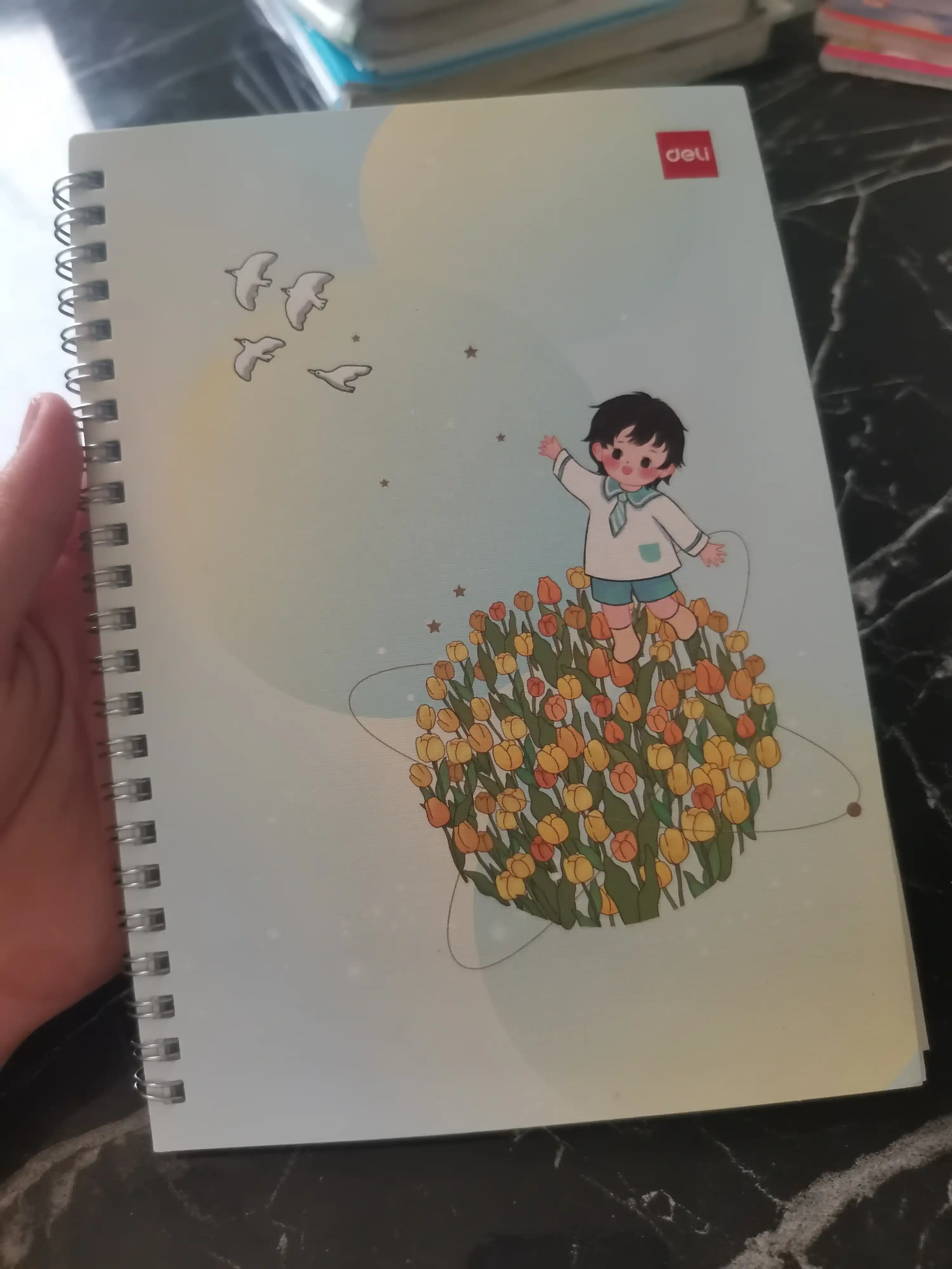 Spiralsimon bloknot, A5, 60 sheets, 70 gsm ELA560 (Flower planet)
