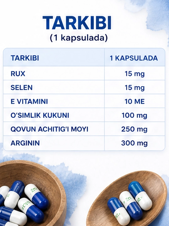 Argisink — цинк, аргинин и селен для мужского здоровья, 30 капсул, Халяль