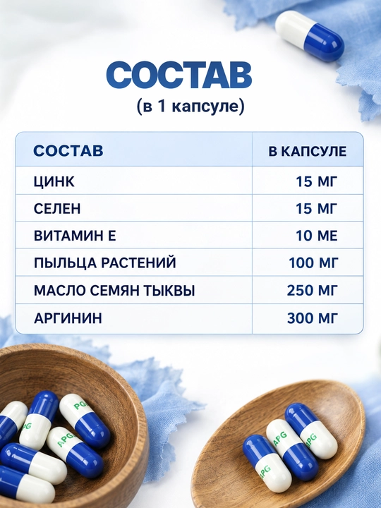 Argisink — цинк, аргинин и селен для мужского здоровья, 30 капсул, Халяль