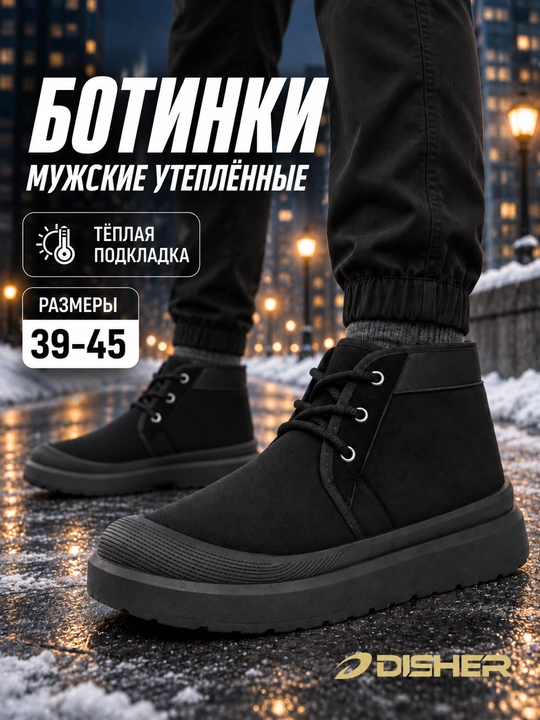 Erkaklar qishki botinkalari, DISHER CedarFrost, issiq kundalik oyoq kiyimi