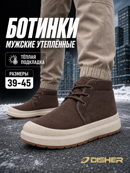 Erkaklar qishki botinkalari, DISHER CedarFrost, issiq kundalik oyoq kiyimi