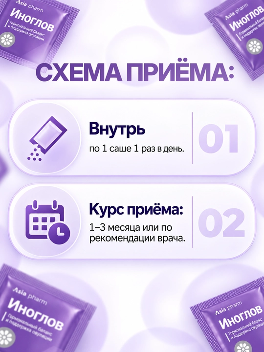 Инозитол– INOGLOV , 2000 мг, фолиевая кислота и хром для репродуктивной системы, 20 саше