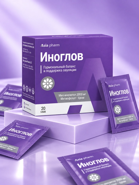 Инозитол– INOGLOV , 2000 мг, фолиевая кислота и хром для репродуктивной системы, 20 саше