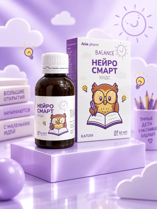 Neyrosmart Kids — для памяти, внимания, речи и поддержки нервной системы, 50 мл, Халяль