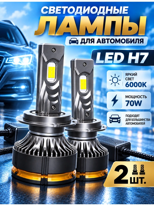 Светодиодная лампа для фар автомобиля LED H4/ H7 линейный светодиод - 